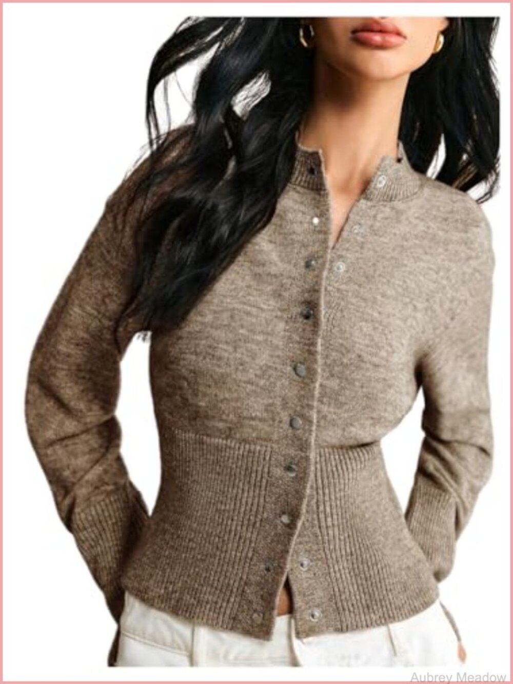 Women's Button Up Cinched Waist Cropped Knit Cardigan Sweater
